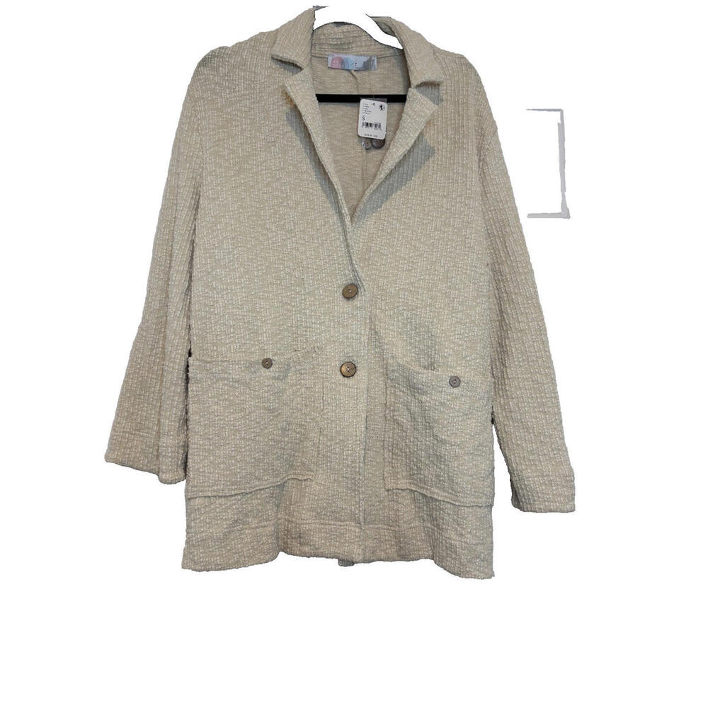 Free People Beach oversized S long sleeve cardigan sweater/jacket beige 2081 new